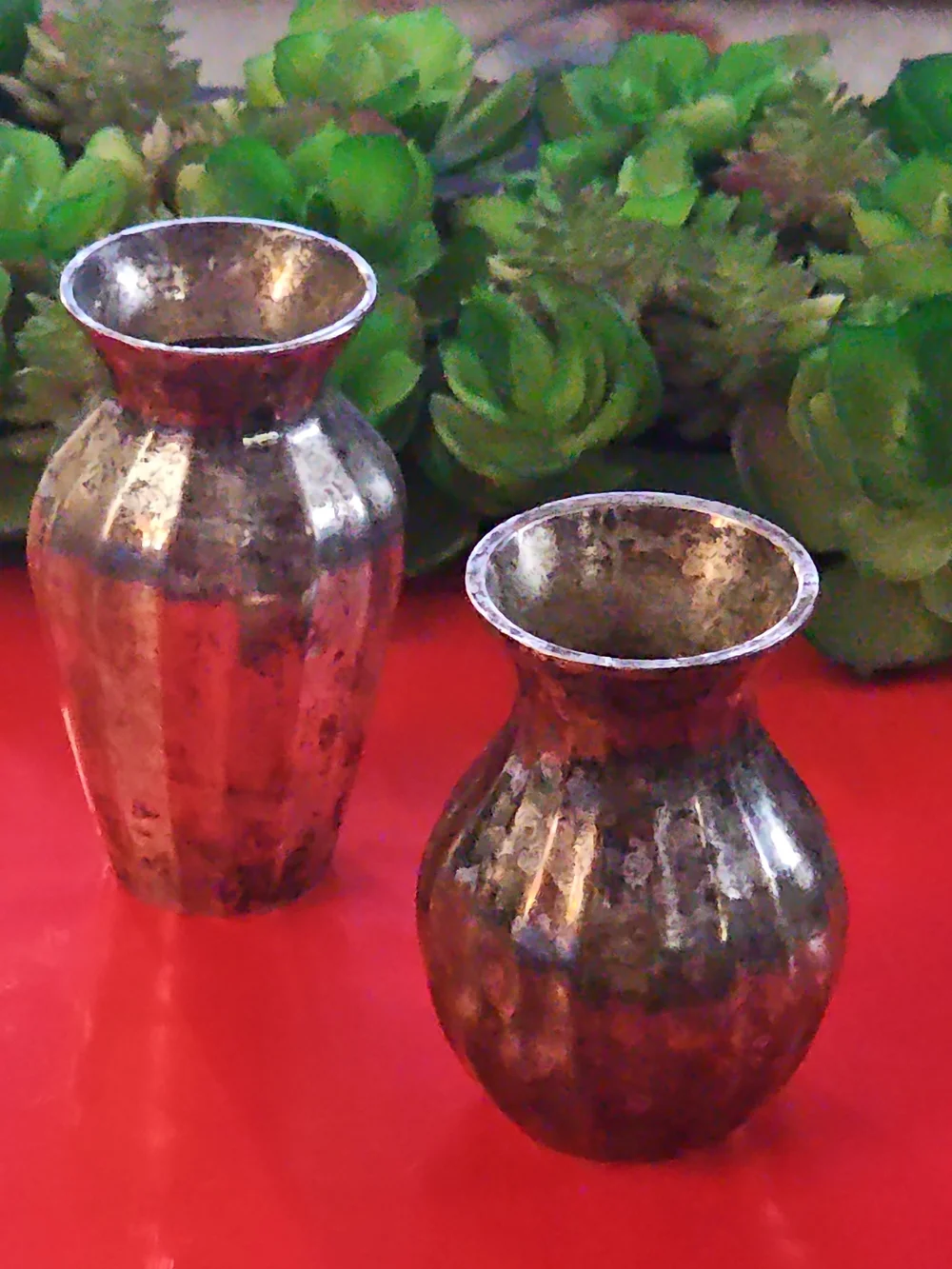 Restoration Hardware Silver-Tone Fluted Decorative Vases - Set of 2